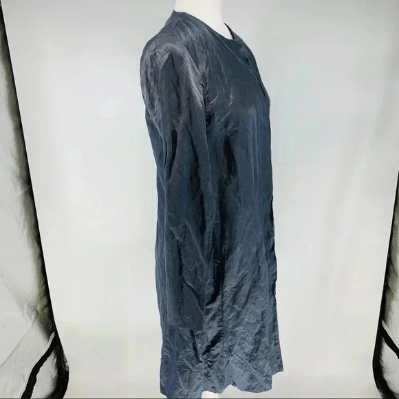 Eileen Fisher steel satin crinkle metallic jacket - Picture 9 of 12